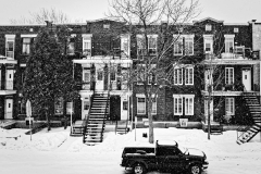 Flocons de neige sur la 6ème avenue à Verdun, Montréal, Québec